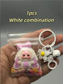 1 pieza Nueva figura coleccionable de conejo con felpa, adecuada para adolescentes, muñeca de escritorio de oficina, incluye llavero exquisito y bolsa transparente, diseño adorable con felpa, excelente para fiestas, regalos de carnaval, reuniones familiares - Multicolor - Ver 13