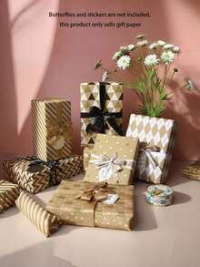 5pcs Gift Paper DIY Gift Wrapping Paper, Size 70*50cm/27.6*19.7in, Suitable For: Gift Giver, Relatives And Friends. Suitable For Various Occasions: Birthday Parties, Holiday Celebrations, Business Gifts. Variety Of Styles - Multicolor - View 9