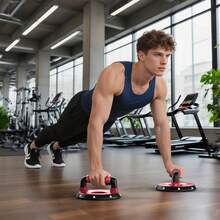 Perfect Elite 俯卧撑架 - 旋转手柄设计，钢珠轴承，旋转顺畅，符合人体工学的握把，8 英寸底座和防滑纹理底部 - 最大承重 400 磅 - 紅色 - 查看 6