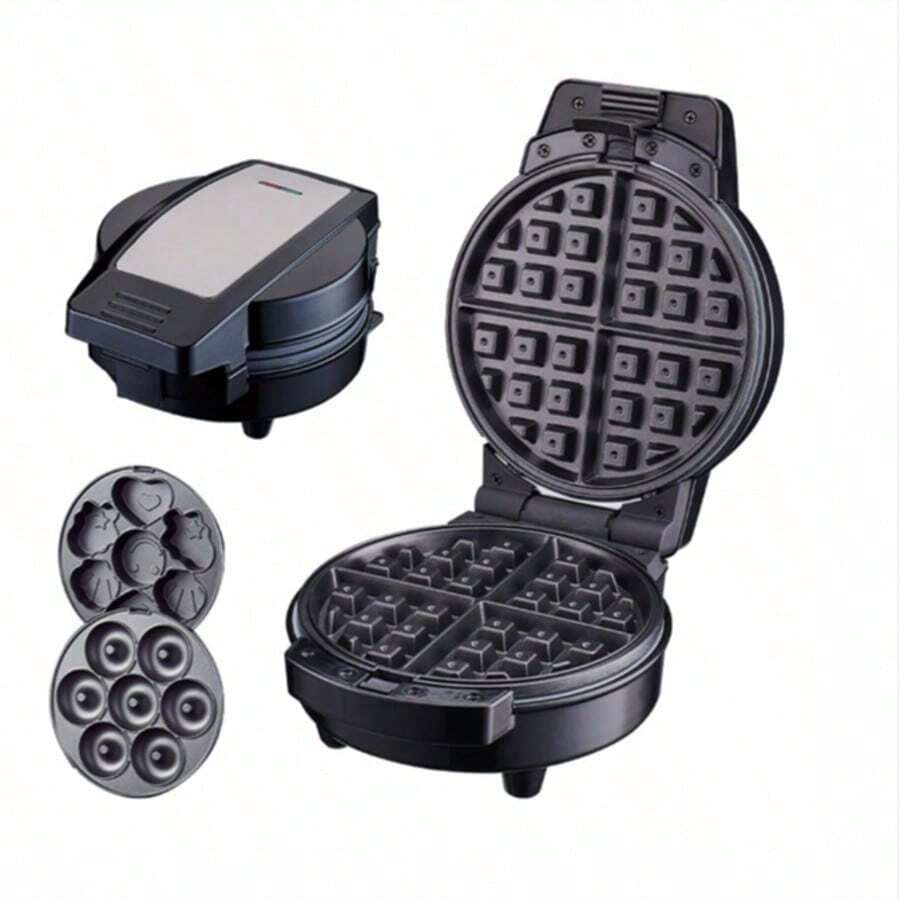 CasaBella Sandwichera 3 en 1, máquina de rosquillas, máquina para hacer gofres, máquina de galletas de desayuno con sartén antiadherente de 600 W, varias formas de moldes de galletas extraíbles para hacer rosquillas,decoraciones de Halloween, disfraces de Halloween, decoración de otoño, decoración de festivales - Tipo de Enchufe A USA (110-127V) - Ver 1