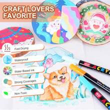 84 Pack Acrylic Paint Pens, Vibrant & Opaque Markers For Rock Painting And Adult Coloring Books On Wood, Fabric, Glass - Stress-Relief DIY Art Supplies For Beginners & Artists - 84色/套 - 查看 8