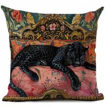 1Pc/4Pcs Vintage Leopard Print Throw Pillow Cover - 17.7*17.7 Inches, 2D Digital Single-Side Printing, Machine Washable With Zipper, Suitable For Farmhouse, Living Room, Bedroom, Sofa, Porch, Patio, Outdoor Decor, Not Insert Included - Multicolor - View 2