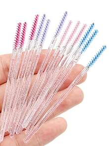 MyAoKuE-Up 50 cọ trang điểm thẳng, bóng, thường, dùng cho Giáng sinh, quà tặng Giáng sinh cho nữ, 1 gói (50 chiếc), quà tặng kèm. - Hồng - Xem 3