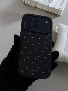 闪亮星空透明手机壳,兼容 17 Pro Max/16/15/14/13/12 Pro Max/11,可爱梦幻闪亮防震保护套,韩版风格礼物 - 黑底藍星星 - 查看 3