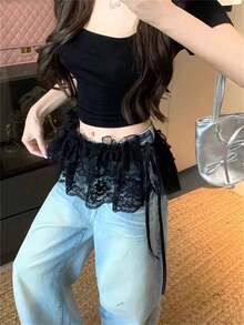 Spring/Summer Short Skirt Heavy Industry Lace Lace Mushroom Edge Short Style Butt Curtain Korean Style Dressing Stacked Skirt Curtain For Women - Nhiều màu - Xem 3