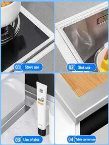 1条3米长水槽防水防霉胶带台面马桶缝隙隔热铝箔胶带浴室厨房配件 - 彩色 - 查看 6