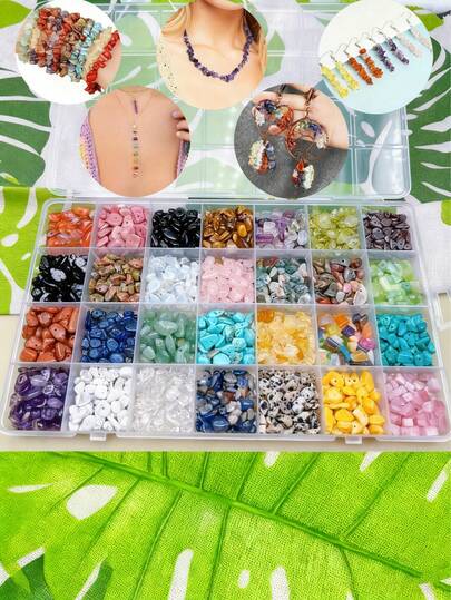 28种颜色天然水晶碎石，5-8毫米，不规则碎石 - 适用于DIY珠宝制作、工艺珠子和装饰的疗愈水晶