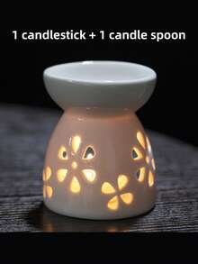 1 biały ceramiczny zestaw do topienia wosku (1 świecznik + 1 miarka do świec) z uchwytem na podgrzewacze | Kominek do olejków eterycznych | Dyfuzor do świec aromaterapeutycznych z miarką do świec, świecznik aromaterapeutyczny, ceramiczny kominek aromaterapeutyczny, uchwyt na herbatę, podgrzewacz do olejków aromaterapeutycznych, kominek do świec do jogi, kominek do herbaty i kawy na sucho do domu, impreza walentynkowa, sezonowa, świąteczna, dekoracja pokoju, wystrój domu, prezent świąteczny i dekoracja świąteczna