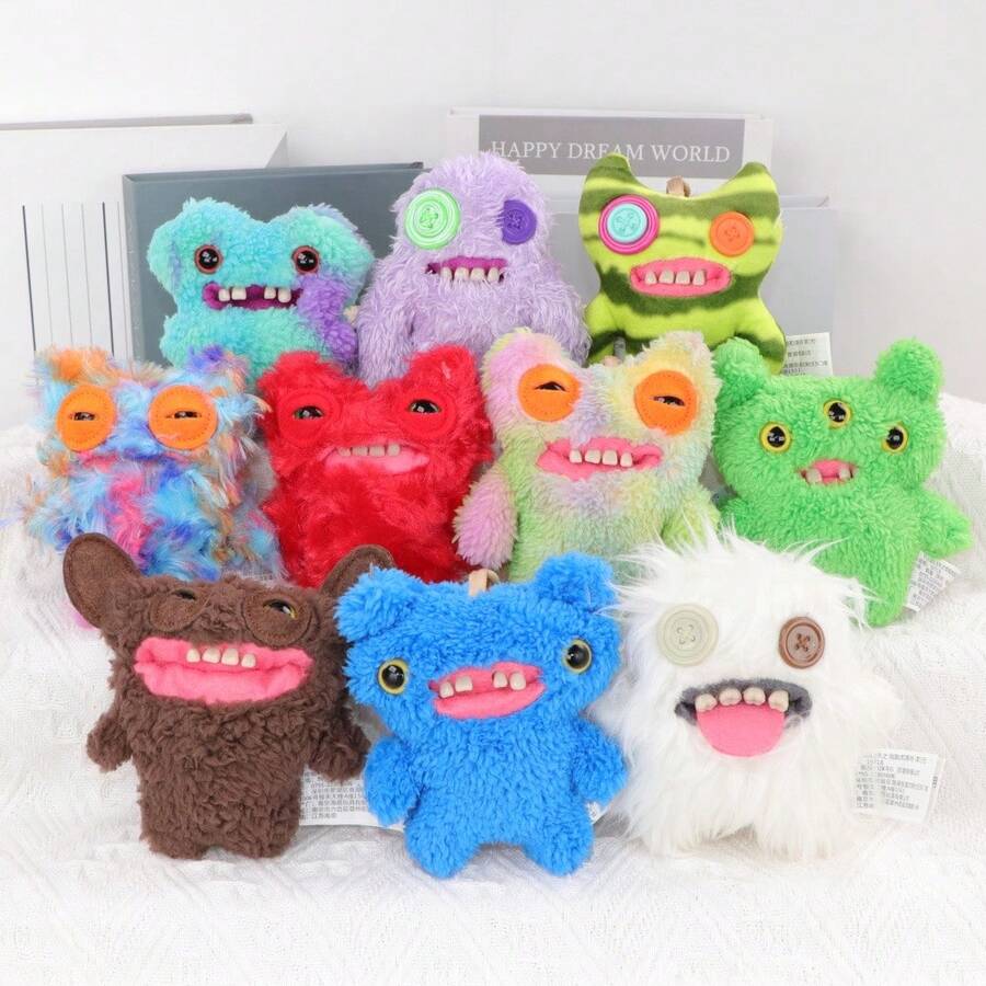 10厘米丑陋怪兽毛绒玩具系列3钥匙扣可爱毛绒玩偶挂件圣诞礼物