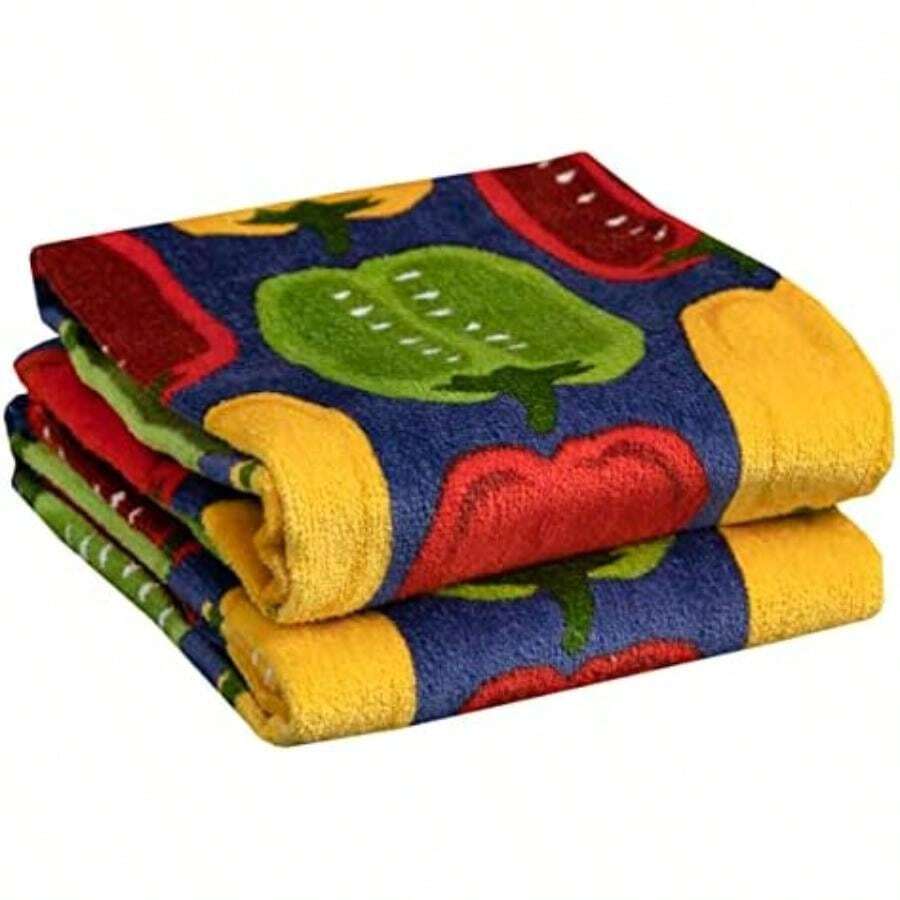 T-fal Textiles - Toalla de cocina, paquete de 2, café(Peppers) - Multicolor - Ver 1