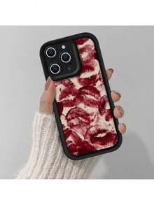 Funda protectora de teléfono con Capas Para Celular Diseño Besos Rojos Artísticos Moda regalo de moda minimalista interesante para hombres y mujeres, adecuado para iPh 16/15/15Pro/15ProMax/14/13/12/11/XsMAX, iP 17,  Max Series,A14/A15/S23 Ultra/A50/A12/A32/A52/A72/A51/A21S/A13/A14/S22 Ultra/S23/A33/A53/S20 FE,Protección completa contra caídas, resistencia a impactos y prevención de rayaduras,diseño creativo y de moda para hombres y mujeres - Negro* - Ver 2