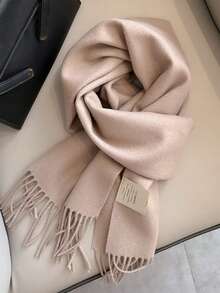 1pc Winter 100% Wool Winter Scacrf Cashmere Solid-Colored Scarf With Tassels Soft Shawls For Spring Summer Autumn And Winter