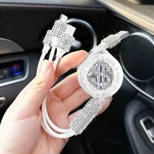 1pc Shiny Rhinestone Car Charger, Fast Charging USB Type-C Car Phone Charger, Diamond Adapter, Compatible With Phones, Dashcams, GPS And Other Devices, Ideal Gift For Men And Women On Holidays/Birthdays - Multicolor - View 17