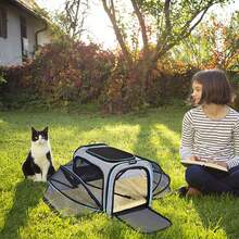 1 Stück Tragbarer Katzen-träger - Haustier-tragebeutel, Handtasche-haustierträger, Haustierrucksack, Leichter Faltbarer Atmungsaktiver Haustier-Rucksack für Katzen und Kleine Hunde Tragbare Transporttasche, Transportbox Hundetragetasche Katzentragetasche - Grau - Übersicht 11
