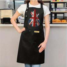 British Union Jack Chef Apron (With Pockets) - Vintage Flag Pattern Kitchen Apron, Unisex, Durable Cooking Apron, Union Jack Design, Suitable For Chefs And Food Preparation Settings - 均碼 - 查看 1