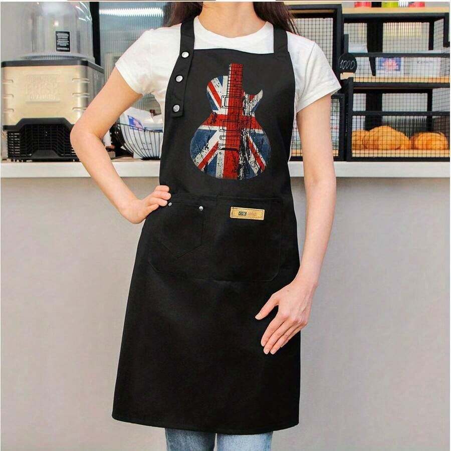 British Union Jack Chef Apron (With Pockets) - Vintage Flag Pattern Kitchen Apron, Unisex, Durable Cooking Apron, Union Jack Design, Suitable For Chefs And Food Preparation Settings - 均碼 - 查看 1