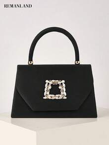 REMANLAND Diese schimmernde und elegante Handtasche, die aus Samt gefertigt und mit funkelnden Strass-Steinen verziert ist, kann als Abendtasche oder Partytasche verwendet werden. Diese Umhängetasche ist perfekt für Damen, die Partys, Hochzeiten, Bankette und andere formelle Anlässe besuchen, und macht sie zu einer perfekten Wahl für eine Abend- oder Umhängetasche. Sie ist auch ein ideales Geschenk für Frauen. - Schwarz - Übersicht 9