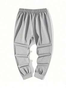 男士休闲抽绳腰带慢跑裤 - 淺灰色 - 查看 3