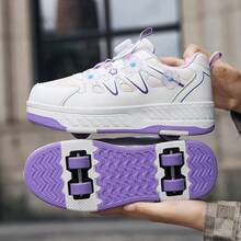 Aufgerüstete 4-Rad Rollschuhe, abnehmbare Räder, geeignet für Teenager, Studenten, Erwachsene, Paar, modische Outdoor-Sportschuhe, unisex - Violett - Übersicht 5