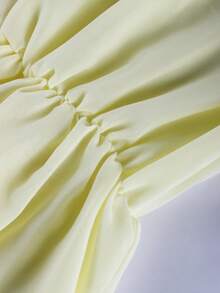 Summer Sexy Yellow Flowy Overall Dress Sleeveless Mesh Halter Neck Cute Short Dress Party Valentines Day Outfit - Yellow - View 11