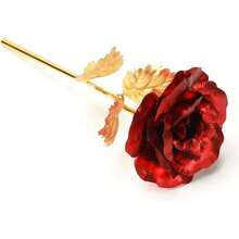 24K Gold Foil Artificial Rose, Artificial Rose Gift For Her, Comes With Luxury Gift Box, Great Gift Idea For Valentine's Day, Mother's Day, Birthday, Anniversary (Gold/Red) - Multicolor - View 11