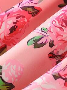 Charming Girls' Summer Elegant Floral Print Sleeveless Halter Neck Backless Asymmetric Hem Casual Dress - Red - View 10