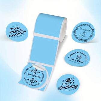  Marklife 50X50mm Colored Round Sticker Labels, Applicable To Label Printers Such As P50/M221/M200/M220/M120/M110, Self-Adhesive Circular Paper Labels, Versatile Home Stickers For DIY Logo Creation, 150 Labels Per Roll (4 Colors, Including White And Blue) Heat Sensitive