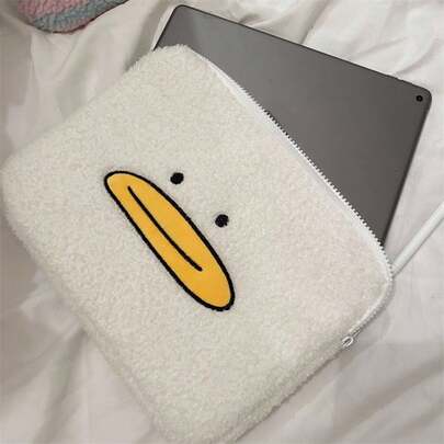 Korean Ins Plush Embroidered Yellow-Billed Duck Soft Laptop Sleeve, Tablet Protective Case For 11/13/14 Inch Notebook, Laptop Inner Bag