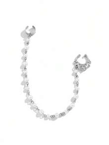 1pc Sweet Cool Punk  Metal Material Rhinestone Tassel Chain Shaped Earring & Nose Clip, Suitable For Women For Stage Performance, Daily Wear, Party - Tassel Earrings and Nose Clip - View 6