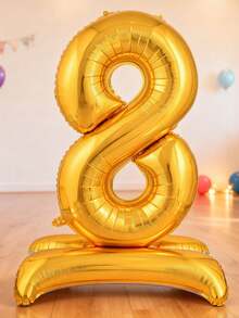 1pc 60-Inch Giant Standing Foil Number Balloon, Gold/Silver/Rainbow Color 0-9 Base Digit Balloons Suitable For Birthday Party, Anniversary, Event, Storefront Display, Family Gathering Decoration - Multicolor - View 7