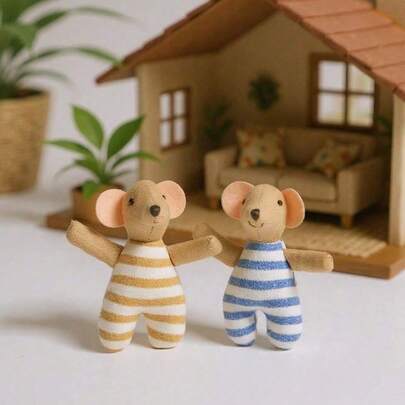 1pc Mouse Plush Doll, Mouse Dressed As Doll, Fabric Stuffed Doll, Children's Day/Birthday Gift, Suitable For Dollhouse Accessories