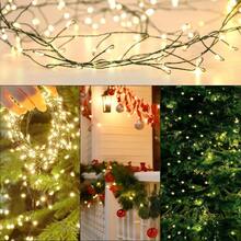 Battery Operated Christmas Cluster Lights 20FT 200 Micro LED Fairy Lights With 8 Modes And Auto Timer Green Copper Wire For Indoor Outdoor Christmas Tree Wreath Garland Garden Party Warm White - 暖白 - 查看 6