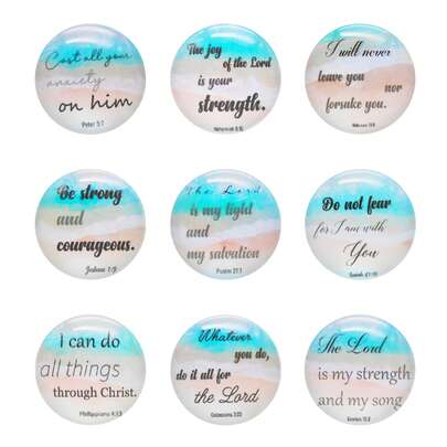 9pcs Mixed Inspirational Quotes Domed Glass Cabochons, 25mm Round Flat Back, For Pendant, Keychain, DIY Crafts