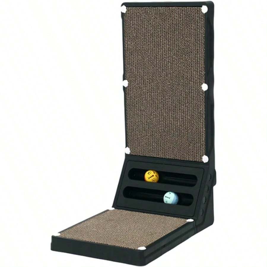 1pc L-Shaped Cat Scratch Board 23.6in Wear-Resistant Corrugated Paper Cat Claw Board With Ball Toy And Washable Shell - Black - View 1