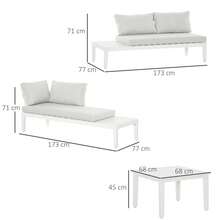 3-Piece L-Shaped Garden Furniture Set With Side Table And Cushions, Cream White Aluminum For Balcony And Patio - 1 - View 3