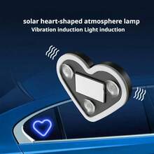 Solar-Powered Heart-Shaped LED Neon Love Atmosphere Light – IP65 Waterproof Valentine's Day Car Decor, Auto On/Off Romantic Ambient Light (Pink 2pcs) - 粉色 - 查看 6