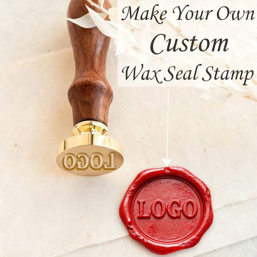 1PC Custom Wax Seal Stamp, Removable Brass Head With Wooden Handle Suitable For Wedding Party Invitations, Gift Wrap, Envelopes, Thank You Cards Back To School,Multi-Functional,Ornamental,Reusable,Modern,Colorful,Cute,Vintage,Cartoon,Kawaii,Funny,Workers,Clients,Students,For Business/Work/Office,For School,Back To School,School Supplies
