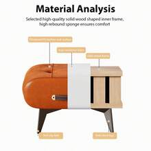 1PC Retro Style Artificial Leather Creative Footstool, Shoe Changing Stool, Essential Small Stool For Home, Foyer Small Chair Wooden Frame, Upholstered Interior, Multi-Use Footrest For Living Room, Entryway, Office - Nhiều màu - Xem 8