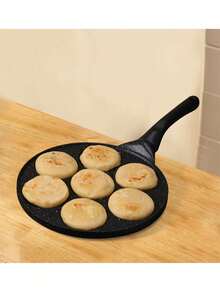 Sartén para panqueques con 7 diseños de animales para niños, superficie antiadherente redonda de cerámica y mango cómodo, mini sartenes de crepé para panqueques - Negro - Ver 2