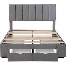 Bed Frames - Gray + Velvet + 140cm*200cm - View 4