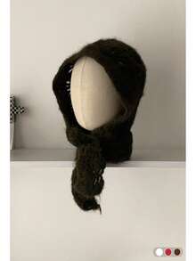 Hand-Knitted High-Quality Knitted Hat For Women, Autumn/Winter, Warm Atmosphere, Wool Blend Beanie Scarf Set, Ear Warmer Knit Hat, Unique Braided Headband Hat, Stylish Balaclava