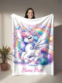 A Personalized Unicorn Flannel Blanket With Your Name On It - Soft, Warm, And Comfortable, Perfect For Sofas, Beds, And Picnics - The Perfect Gift For All Seasons. - Multicolor - View 13