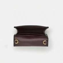 Coach Mini Flap Wallet Leather Crossbody Purses for Women Chain Shoulder Purses Mini Card Holder Pouch - 胡桃木拼黑色 - 查看 3