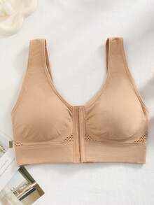 3 Packs Breathable Mesh Sports Bra | Plus Size, Front Closure & Wireless Comfortable Bra - Multicolor - View 2