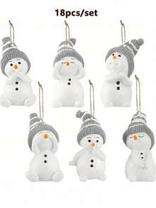 Set de 12 piezas/6 piezas Adornos navideños colgantes planos de muñeco de nieve de madera - Material de madera resistente, perfecto para árboles de Navidad y Año Nuevo, coronas, chimeneas y decoraciones festivas, decoraciones navideñas, decoración del hogar, plano 2D