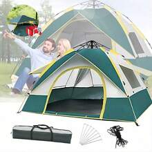 Tienda de Camping 4 Personas - 2,1x2x1,35m, Impermeable y Resistente al Viento - Combinación de colores - Ver 8
