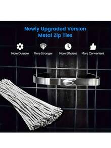 10/20/30/40/50/100条装重型不锈钢扎带 - 防锈,多用途自锁式电缆扎带,适用于机械、车辆、排气管包裹及户外使用 - 彩色 - 查看 5