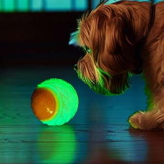 狗狗夜光追逐球，耐咬耐咬训练球，TPR材质，带吱吱声，燃烧能量