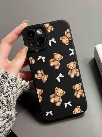 1 Stück modischer, einzigartiger Bären-Grafik-Muster Schwarz-Augen Ganzkörper stoßfeste Handyhülle kompatibel mit iPhone 13, 11, 14 Pro Max, 13 Pro, 15/15 Plus/15 Pro/15 Pro Max/12/12 Pro/12 Pro Max/14/14 Pro/13 Pro Max und anderen Modellen