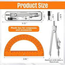 Juego de geometría para estudiantes EBOOT, compás de dibujo y transportador de brazo oscilante de 6 pulgadas de 180 grados (naranja) - ColorD - Ver 5